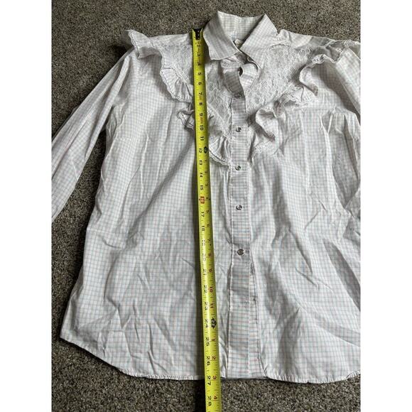 Vintage Rockmount Ranch Wear Womens Lace Pearl Snap Western Shirt Pastel Medium - Picture 5 of 6